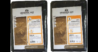 Hendrik Jan Anti worteldoek/onkruiddoek - 2x verpakking - zwart - 5 x 4 meter