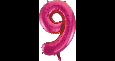 Folie ballon cijfer 9 fuchsia