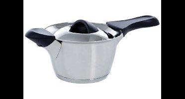 BK Q-linair Classic Steelpan met deksel 16cm - 1.5L - Zonder PFAS-vrije antikleeflaag - Steelpan inductie - RVS steelpan - Ovenbestendig tot 230°C - Downdraft afzuigsysteem - Zilver
