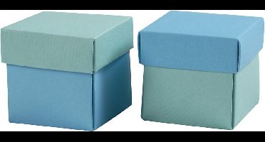 Creotime Vouwkartonnen Doosjes 5,5 X 5,5 X 5,5 Cm 10 Stuks Turquoise