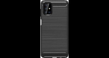 Shop4 - Geschikt voor Samsung Galaxy M31s Hoesje - Zachte Back Case Brushed Carbon Zwart
