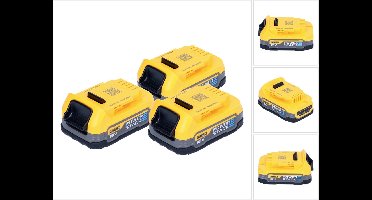 DeWalt accuset DCBP 034 E3 3x Powerstack-accu 18 V 1,7 Ah / 1700 mAh XR Li-Ion - met laadniveau-indicator