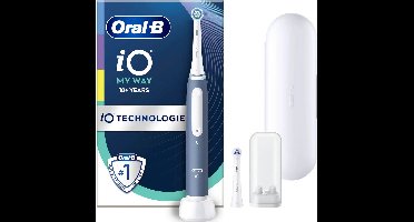 Oral-B iO My Way Elektrische Tandenborstel – 4 Reinigingsstanden – Mondverzorging – Extra Opzetborstel – Geschikt voor Beugels – Inclusief Reisetui – Ontworpen door Braun – Ocean Blue