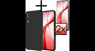 Hoesje - Met 2x Screenprotector - Geschikt voor OnePlus Nord CE4 - Sterk & Shockproof - Back Cover - Siliconen Case - Telefoon Hoes - Zwart