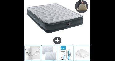 Intex Luchtbed - 2-Persoons - 152 x 203 x 33 cm - Grijs - Inclusief pomp - Hoeslaken - Kussen - Kussenbeschermer en Reparatieset