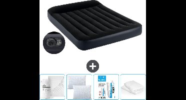 Intex Luchtbed - Twijfelaar - 137 x 191 x 25 cm - Blauw - Inclusief pomp - Hoeslaken - Kussen - Kussenbeschermer en Reparatieset