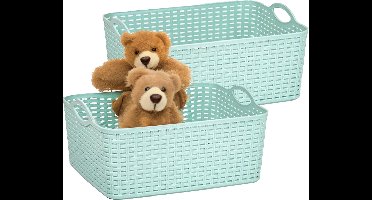 Plasticforte opbergmandje/kastmandje - 4x - 11 liter - mintgroen - kunststof - 35 x 28 x 16 cm - nestbaar