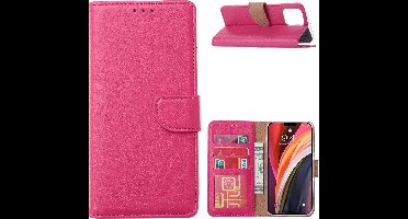 Hoesje Geschikt voor iPhone 12 / 12 Pro Hoesje Pink Bookcase Met Pasjeshouder