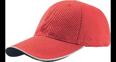 Atlantis Zoom Piping Sandwich Sport 6 Paneel Contrast Baseball Cap (Rood)