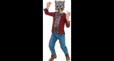 Smiffys - Werewolf Costume Kids - Kids tm 6 jaar - Rood/Grijs
