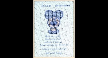 Pako Borduurpakket - Geboorte - telpatroon - Woezel & Pip: Geboorte tegel Woezel - Aida blauw - 24 x 34 cm - DIY kit
