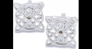 Manchetknopen - Vierkant Open Patroon Zilverkleurig