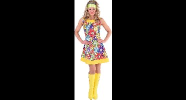 Magic Design Verkleedjurk 70's Smile Dames Polyester Geel Mt L