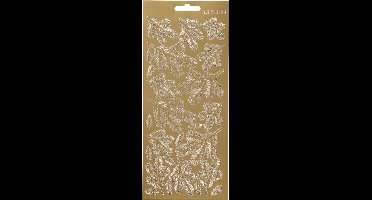 Stickers Goud - Twijgen Stickers - Zelfklevende Foliestickers - Botanische Stickervellen - DIY Versiering - Kaarten Maken & Scrapbooking - 10x23 cm