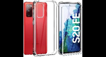 Hoesje Geschikt Voor Samsung Galaxy S20 FE Hoesje - Shockproof siliconen hoesje met Schokbestendig Transparant cover - Galaxy S20 FE screen Protector 2 pack tempered glass