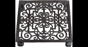 Planttrolley gietijzer vierkant antiek roest