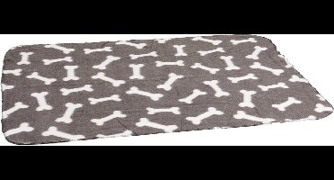 Fleece deken met botmotief grijs