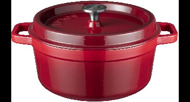 Sola Gietijzeren Braadpan - Ø 28 cm - Rood - Inclusief deksel