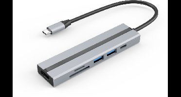 6-in-1 USB-C-hub met 4K HDMI, USB 3.0/2.0-poorten, SD/TF-kaartlezer