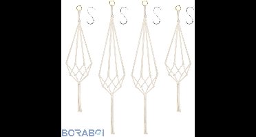 Macramé Plantenhangers - Handgemaakt - 99 cm - Katoen - Set van 4