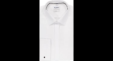 OLYMP Level 5 body fit overhemd - smoking overhemd - wit - gladde stof met Kent kraag - Strijkvriendelijk - Boordmaat: 36