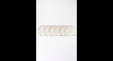 vtwonen - Borden - Lunchbord - Wit/Blauw Lijn - Set van 6 - Porselein - 23cm