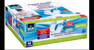 Bison AirMax Ontvochtiger Navulling - Magnetische Tablet - 450g - Reukloos - Anti-Schimmel - Voor 45 m³ - Langdurig Effect - 105x90x37mm - Wit [B13348]
