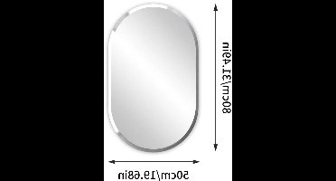 Lange Ovalen Spiegel – Wandspiegel – Badkamerspiegel – Frameloze Spiegel – Ovale Spiegel 80x50 cm – Beveiligde Afgeschuinde Randen – Hoogwaardig Glas