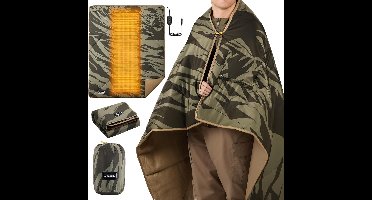 Elektrische Campingdeken – Verwarmer – Outdoor Deken – Warmtedeken – Kampeerdeken – Camouflage Groen – Ultralicht & Compact – Waterafstotend
