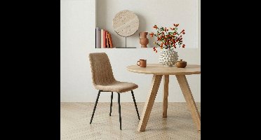 Eetkamerstoel Nessa - Stof - Bruin/Roze/Taupe - 45 x 87 x 53 cm (BxHxD)