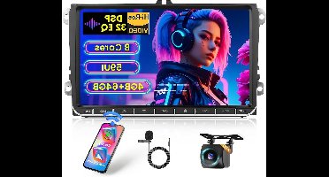 Car Radio – Autoradio – Multimedia Systeem – Navigatiesysteem – Touchscreen Radio – 9 Inch Scherm – Android 13 – 8-Core Processor – Draadloze CarPlay & GPS Navigation