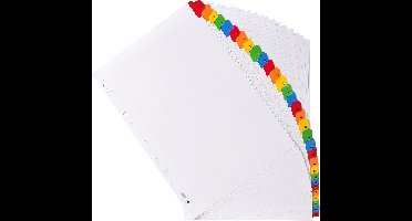 Exacompta 10x Tabbladen karton 160g - geplastificeerde, gekleurde tabs - 31 tabs - 1 tot 31 - A4 - Wit - 1131E