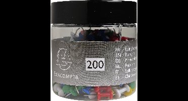 Exacompta Doos met 200 prikbordspelden Push Pins - punthoogte 7mm - 10mm diameter - Geassorteerd - 14769E