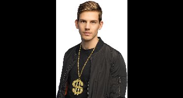 Boland - Ketting Dollar XL Goud - Volwassenen - Vrouwen - Pooier - Pimps and Ho's