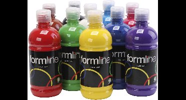 Tempera Verf Mat, diverse kleuren, 10x500 ml/ 1 doos