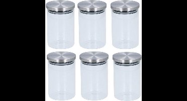 6x Glazen snoeppot / voorraadpot 15 cm - 800 ml - Voorraadbussen met deksel