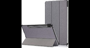 Samsung Tab S8 Plus hoes Book Case Smart Cover Grijs - Samsung Galaxy Tab S8 Plus hoes - Samsung Tab S7 FE hoes bookcase - Tab S7 plus hoes Trifold hoes -Tablet Hoes 12.4 Inch