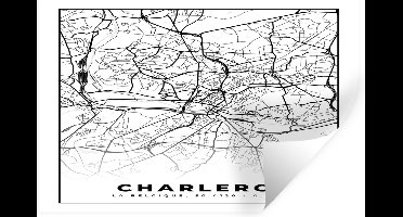 Muurstickers - Sticker Folie - Plattegrond – Charleroi – Zwart Wit – Stadskaart - Kaart - België - 30x20 cm - Plakfolie - Muurstickers Kinderkamer - Zelfklevend Behang - Zelfklevend behangpapier - Stickerfolie