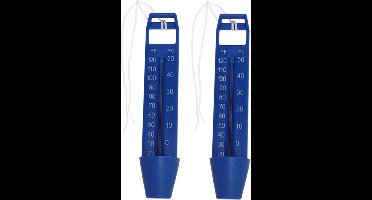 Gerimport Zwembad thermometer - Set van 2x stuks - blauw - 16 cm - zwembadwater temperatuur meters