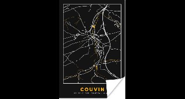 Poster Gold - Couvin - Kaart - Plattegrond - Stadskaart - 20x30 cm