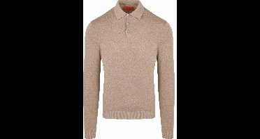 Suitable Compact Cotton Poloshirt Beige - Maat M - Heren - Longsleeve polo - Polo shirt Heren met Lange mouwen