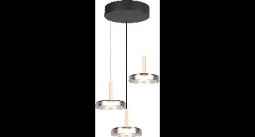 LED Hanglamp - Hangverlichting - Torna Lester - 22.5W - 3-lichts - Warm Wit 3000K - Dimbaar - Rond - Mat Zwart - Metaal