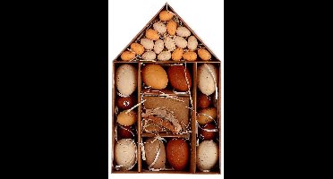 Paasei bruin in kartonnen huisje