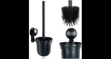 Toiletborstel Silicone met Container Hangende Zwart 35 cm - WC Borstel - Toilet