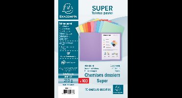 Exacompta 330012E 100-pack SUPER-dossierhoezen in pastelkleuren van extra sterk karton voor DIN A4, ideaal voor archivering, 1 pak rood
