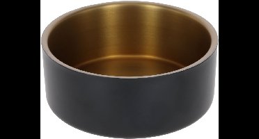 Kerbl Pet RVS Voerbak Goudkleurig, Voor Honden en Katten, Roestvrij Staal, Temperatuurregulerend, Antislip, Vaatwasserbestendig, Zwart|Goud, 8,2 cm