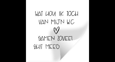 Muurstickers - Sticker Folie - Spreuken - Quotes - Wat hou ik toch van mijn wc, samen zoveel shit meegemaakt - Hartje - 30x30 cm - Plakfolie - Muurstickers Kinderkamer - Zelfklevend Behang - Zelfklevend behangpapier - Stickerfolie
