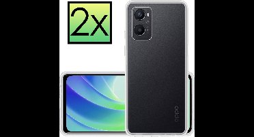 Hoesje - 2 Stuks - Geschikt voor OPPO A96 - Sterk & Shockproof - Case Siliconen - Back Cover - Telefoon Hoes - Transparant