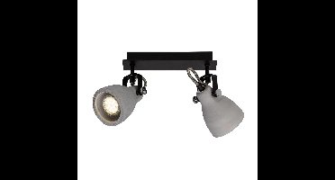 BRILLIANT lamp Thanos spotbalken 2-bladig zwart mat / cementgrijs | 2x PAR51, GU10, 20W, geschikt voor reflectorlampen (niet inbegrepen) | Schaal A ++ tot E | Hoofden draaien