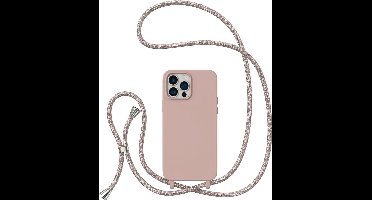 Hoesje Geschikt voor iPhone 14 Pro Max Hoesje met Koord Licht Roze - soft Siliconen Back Cover